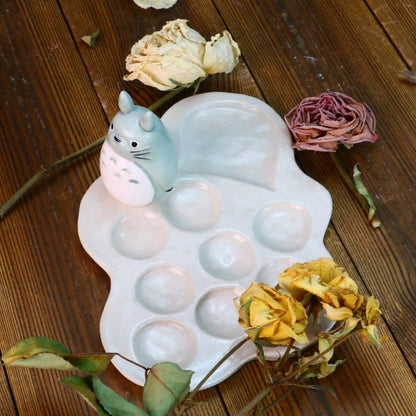 Custom Totoro Paint Palette, Handmade Ceramic Watercolour Palette for Painter Gifts