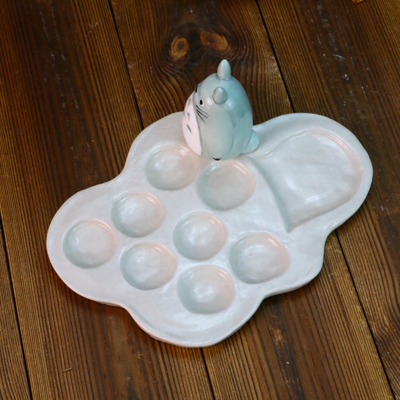 Custom Totoro Paint Palette, Handmade Ceramic Watercolour Palette for Painter Gifts