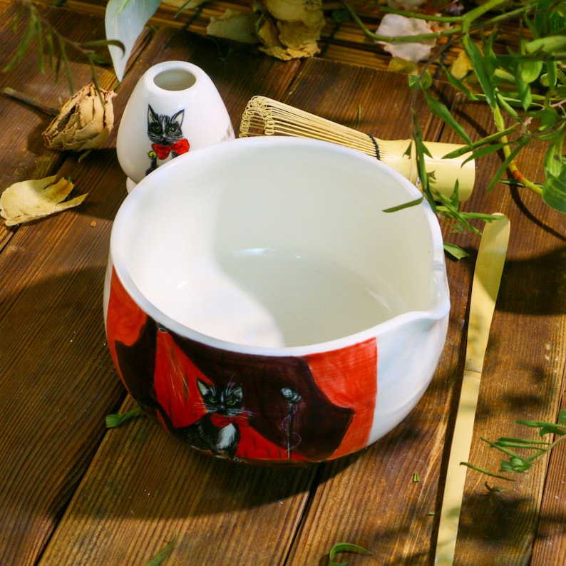 Custom Pet Portrait Matcha Bowl - Hand-Painted Ceramic Chawan