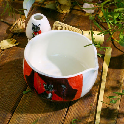 Custom Pet Portrait Matcha Bowl - Hand-Painted Ceramic Chawan