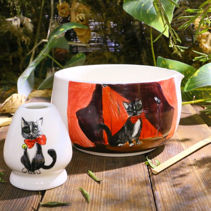 Custom Pet Portrait Matcha Bowl - Hand-Painted Ceramic Chawan