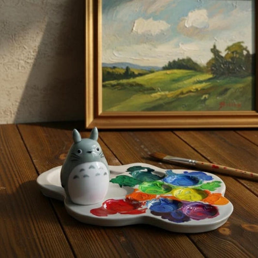 Custom Totoro Paint Palette, Handmade Ceramic Watercolour Palette for Painter Gifts
