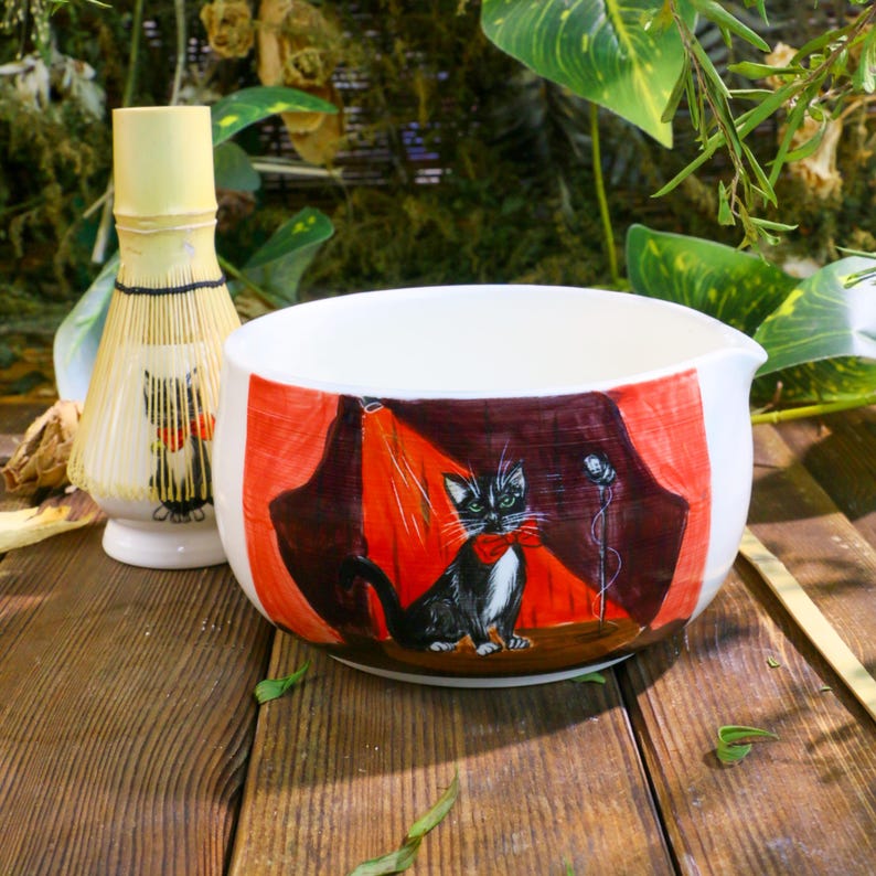 Custom Pet Portrait Matcha Bowl - Hand-Painted Ceramic Chawan