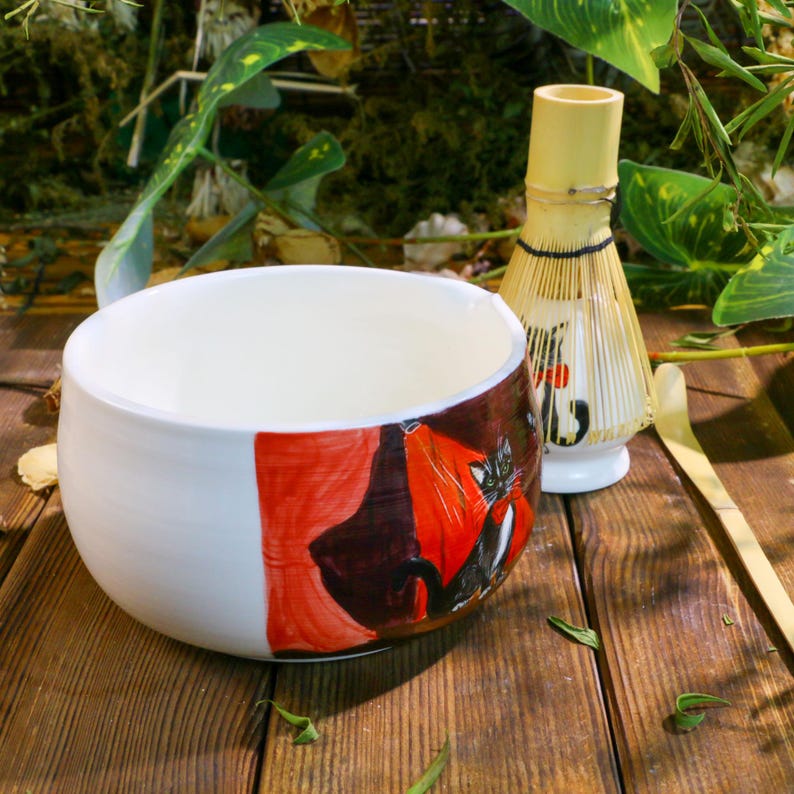 Custom Pet Portrait Matcha Bowl - Hand-Painted Ceramic Chawan