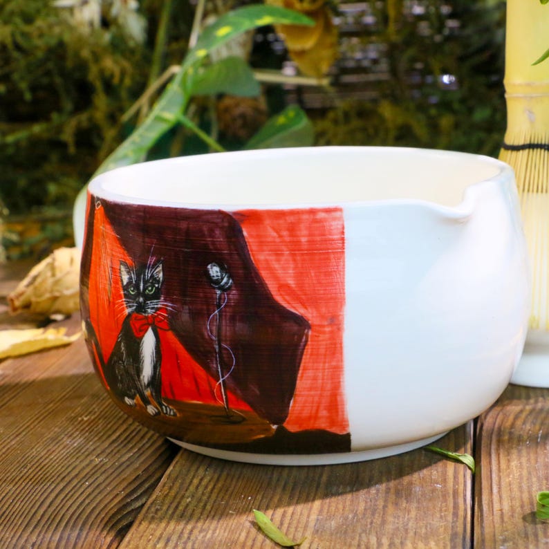 Custom Pet Portrait Matcha Bowl - Hand-Painted Ceramic Chawan