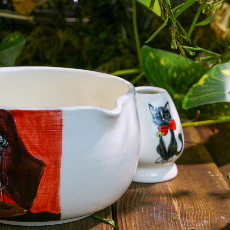 Custom Pet Portrait Matcha Bowl - Hand-Painted Ceramic Chawan