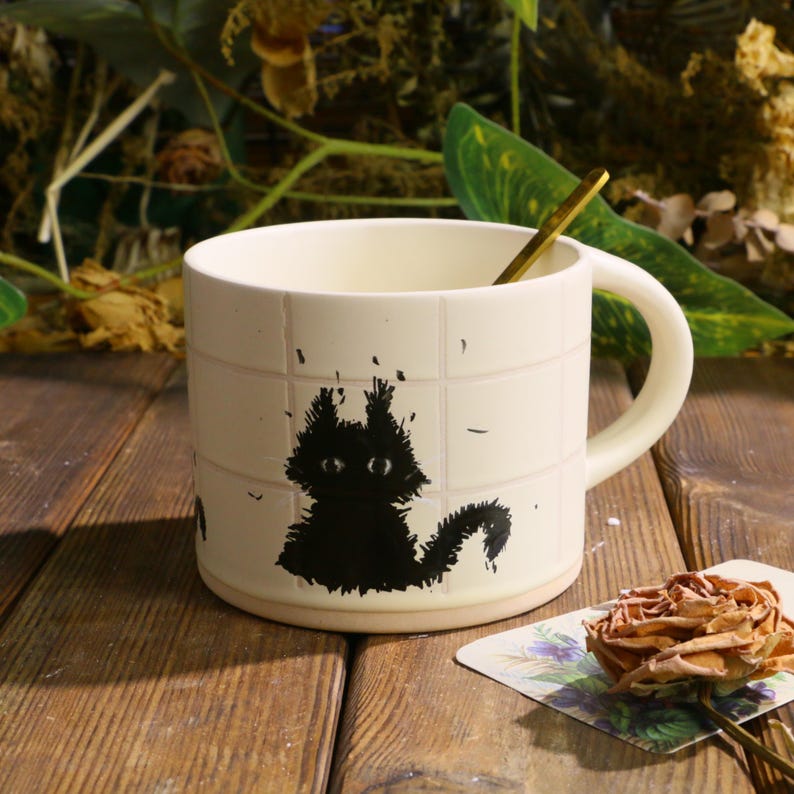 Scruffy Cat Ceramic Mug – Adorable Handmade Coffee & Tea Cup