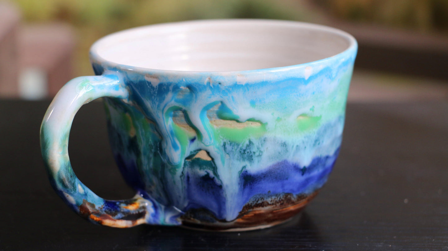 Ceramic Coffee Mug Handmade, Rainbow Personalized Pottery Mug