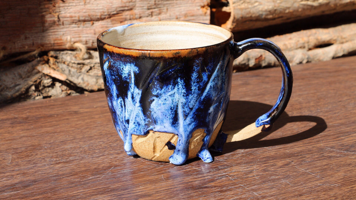 Ceramic Coffee Mug Handmade,  Personalized Mysterious Blue Pottery Mug