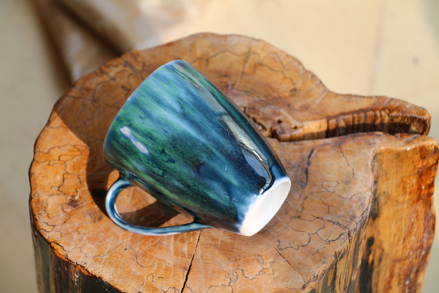 Ceramic Coffee Mug Handmade, Peacock Personalized Pottery Mug