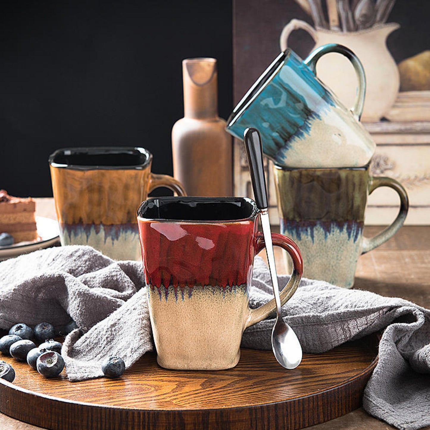 Minimalist Square-Mouthed Ceramic Mug, Personalized Pottery Mug for Coffee and Tea