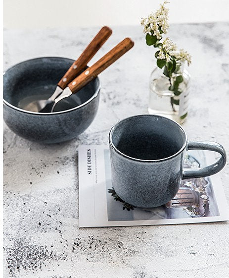 Dark Blue Ceramic Coffee Mug Handmade, Personalized Pottery Mug
