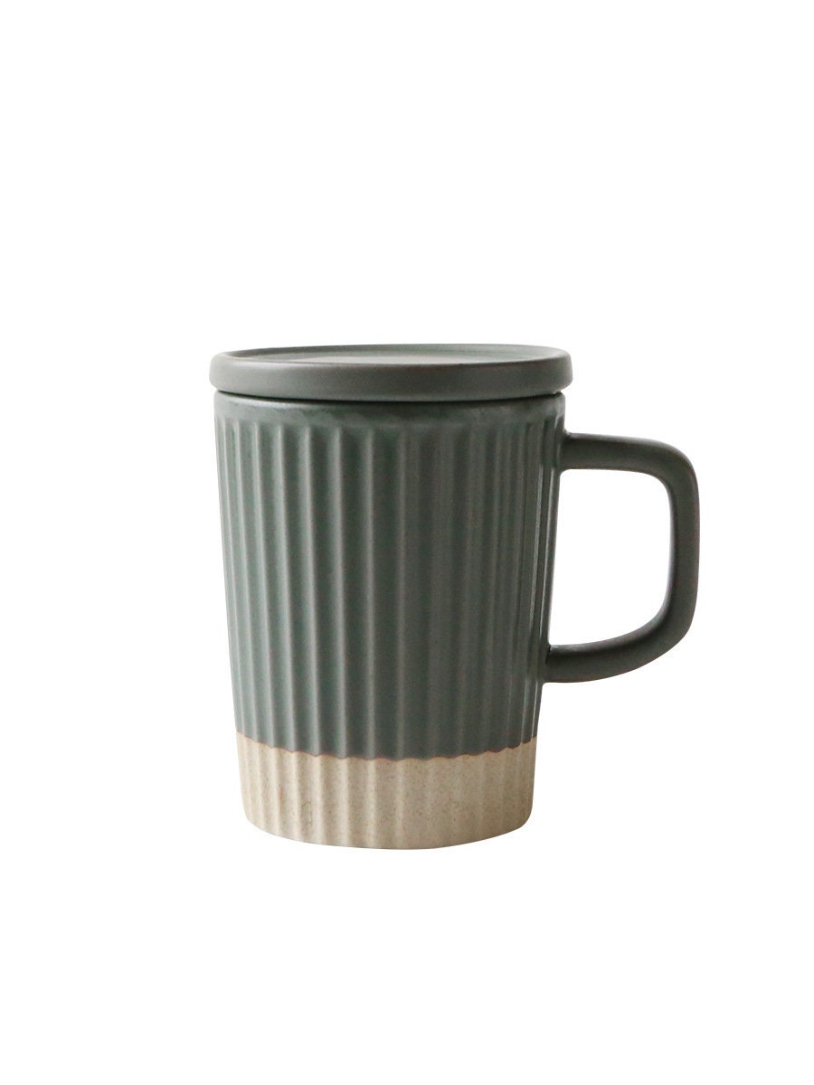 Handmade Vertical Pattern Minimalist Ceramic Mugs, Personalized Simple & Elegant Coffee Mug