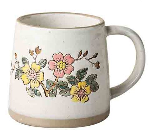 Hand-painted Flower Ceramic mug, Handmade Personalized Coffee mug