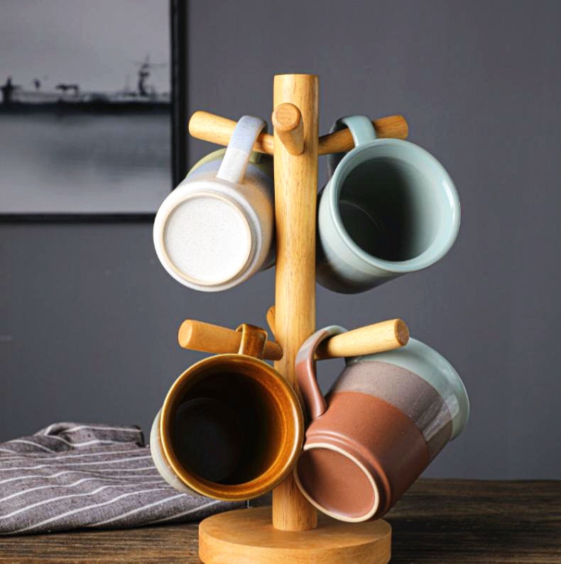 Ceramic Coffee Mug Handmade, 14 Oz Rainbow Personalized Pottery Mug