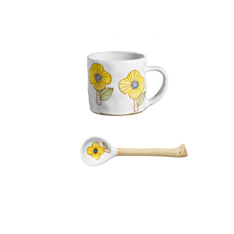 Cute Handmade Ceramic Coffee Mug, Personalized Hand-painted Floral Mug