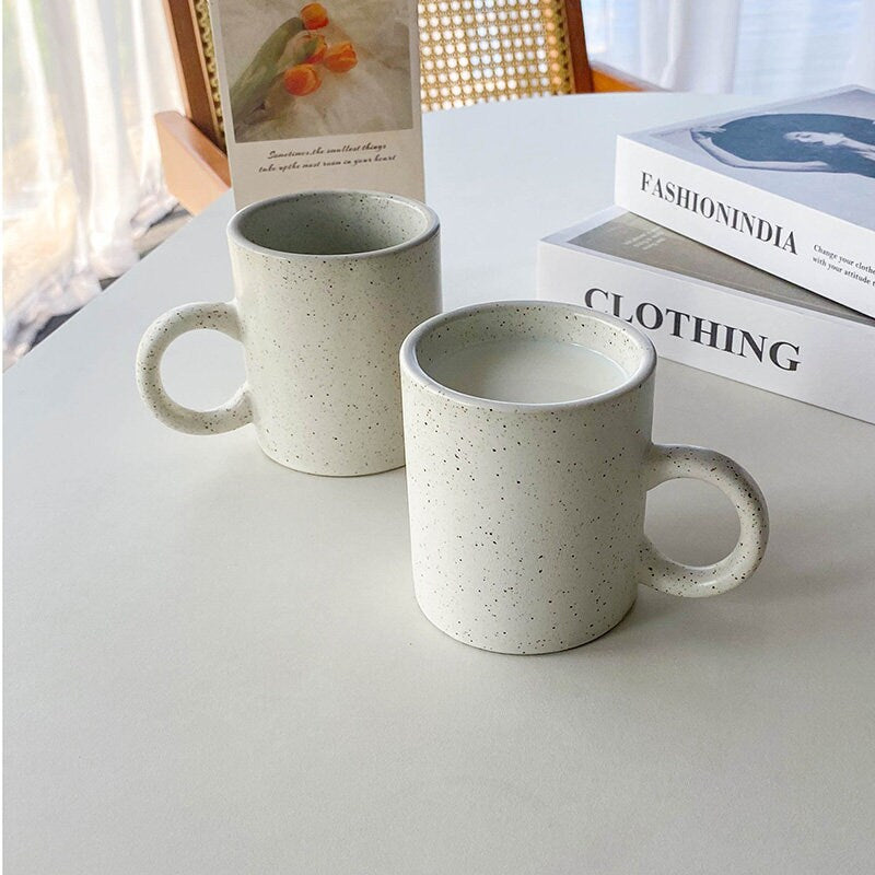 Ceramic Coffee Mug Handmade, Beige Personalized Pottery Mug