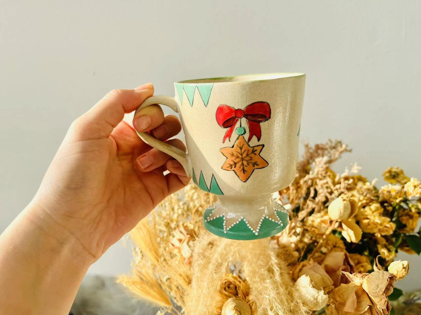 Christmas Ceramic Coffee Mug, Handmade Personalized Pottery Mug