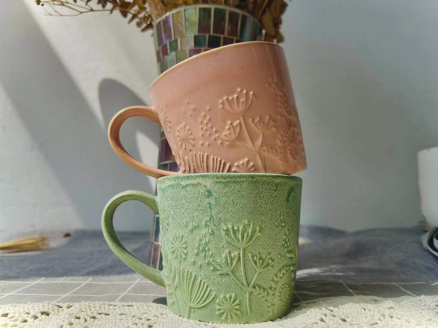 Handmade Personalized Embossed Ceramic Mug For Coffee Lovers