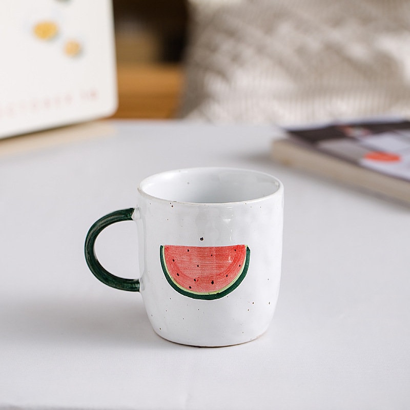 Handmade Sweet and Juicy Hand-Painted Ceramic Fruit Mug, Cute Personalized Pottery Mug For Nature Lovers