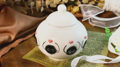 Handmade Soot Sprites 3D Heart Design Pet Urn, Personalized Ceramic Pet Keepsake Urn