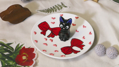 Jiji Handmade Ceramic Cat Ring Dish – Cute Anime-Inspired Jewelry Tray & Personalized Wedding Gift