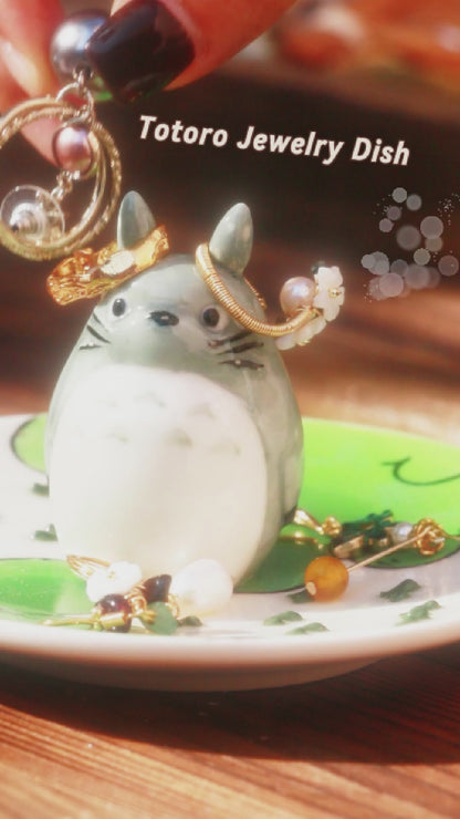 Kawaii Totoro Ceramic Ring Dish – Handmade Jewelry Tray & Gift for Ghibli Fans