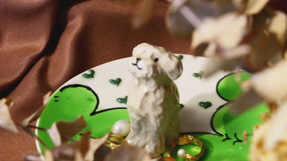 Custom Dog Ceramic Ring Dish, Personalized Handmade Pet Jewel Holder Tray