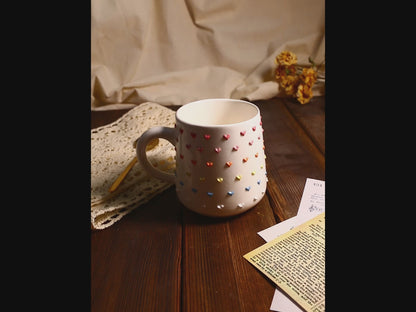 Cute Handmade 3D Heart Mug – Personalized Ceramic Coffee Cup for Coffee Lovers