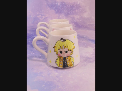 Demon-Slayer Ceramic Mugs Handpainted, Personalized Ceramic Cup for Anime Lovers