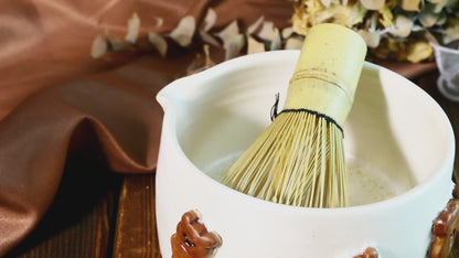 Handcrafted 3D Bear Ceramic Matcha Bowl Set, Custom Cute Pottery Tea Set