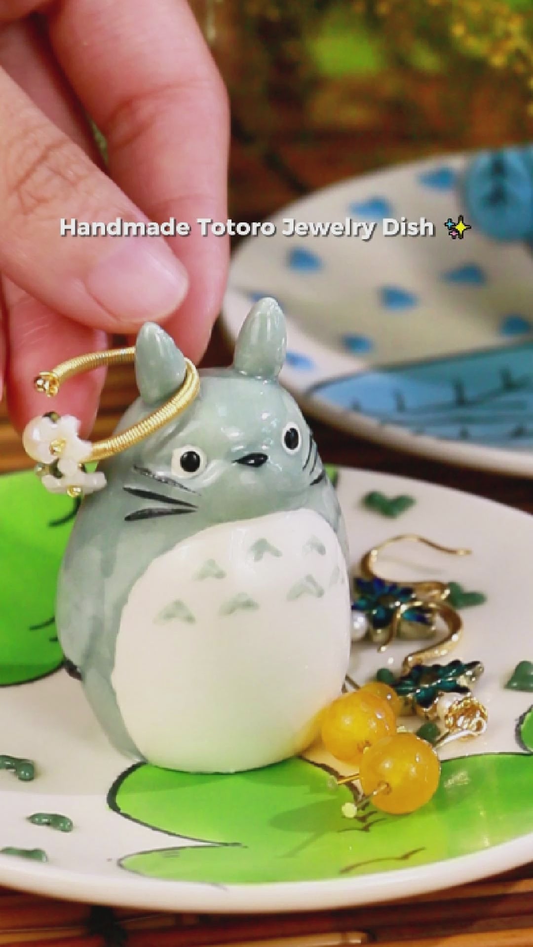 Kawaii Totoro Ceramic Ring Dish – Handmade Jewelry Tray & Gift for