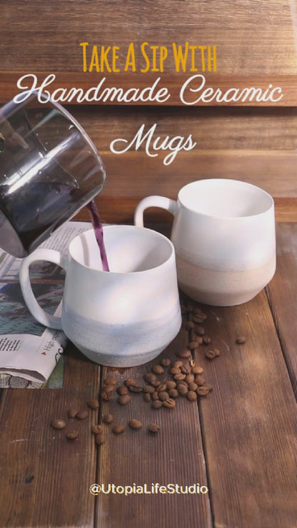 Custom Name/Logo Coffee Mug, 16 Fluid Ounces Retro Handmade Ceramic Mugs