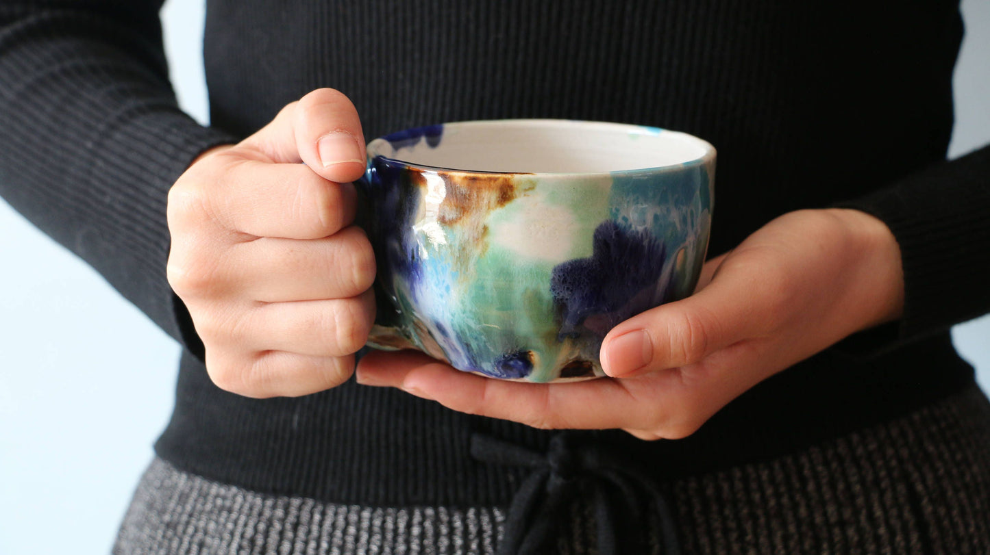 Handmade Ceramic Cup, Personalized Rainbow Coffee Cup