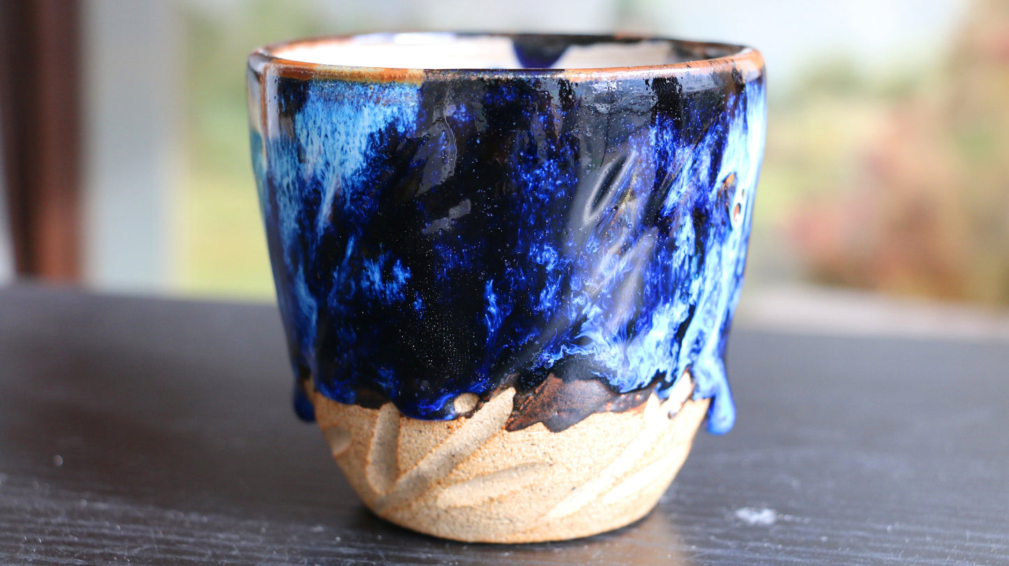 Ceramic Coffee Mug Handmade,  Personalized Mysterious Blue Pottery Mug