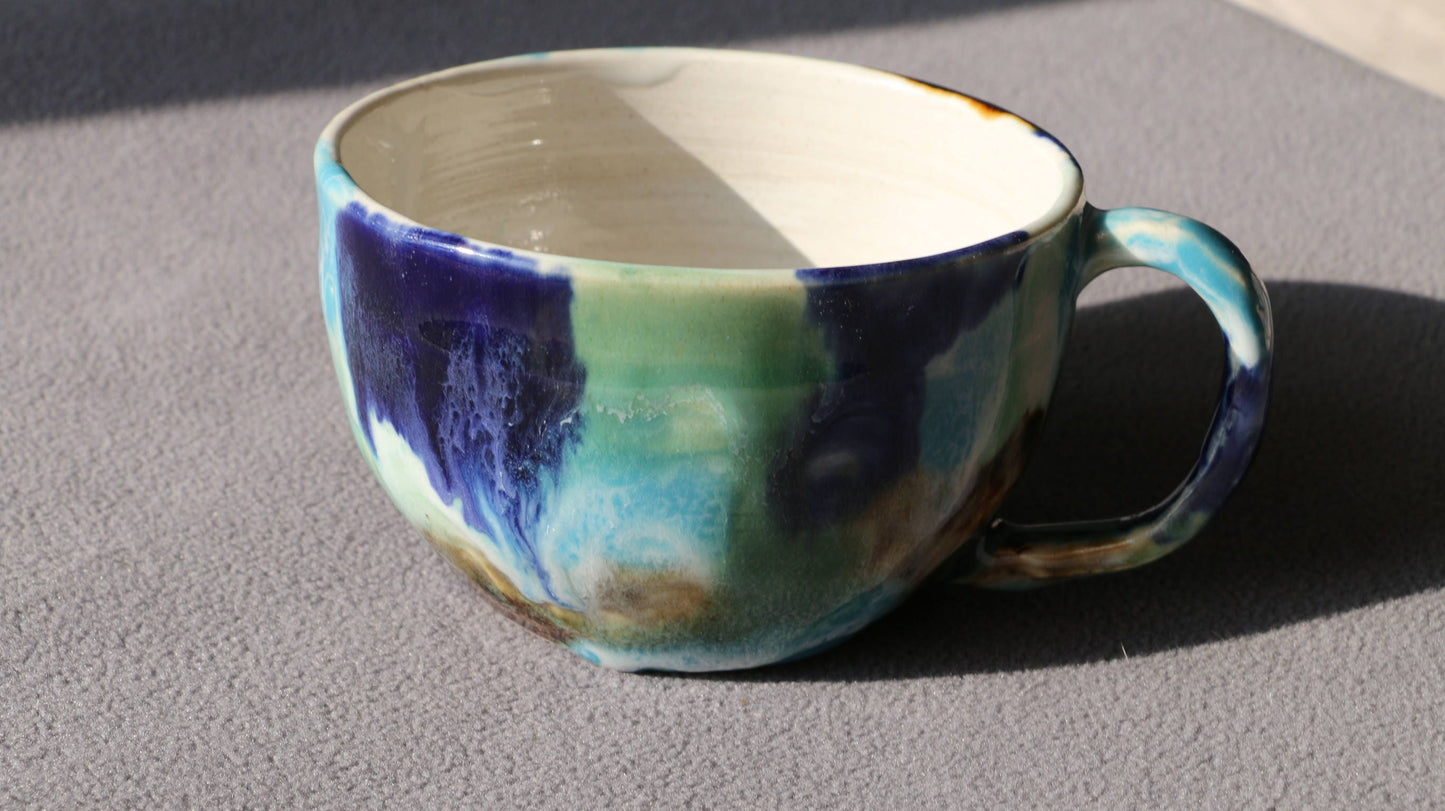 Handmade Ceramic Cup, Personalized Rainbow Coffee Cup