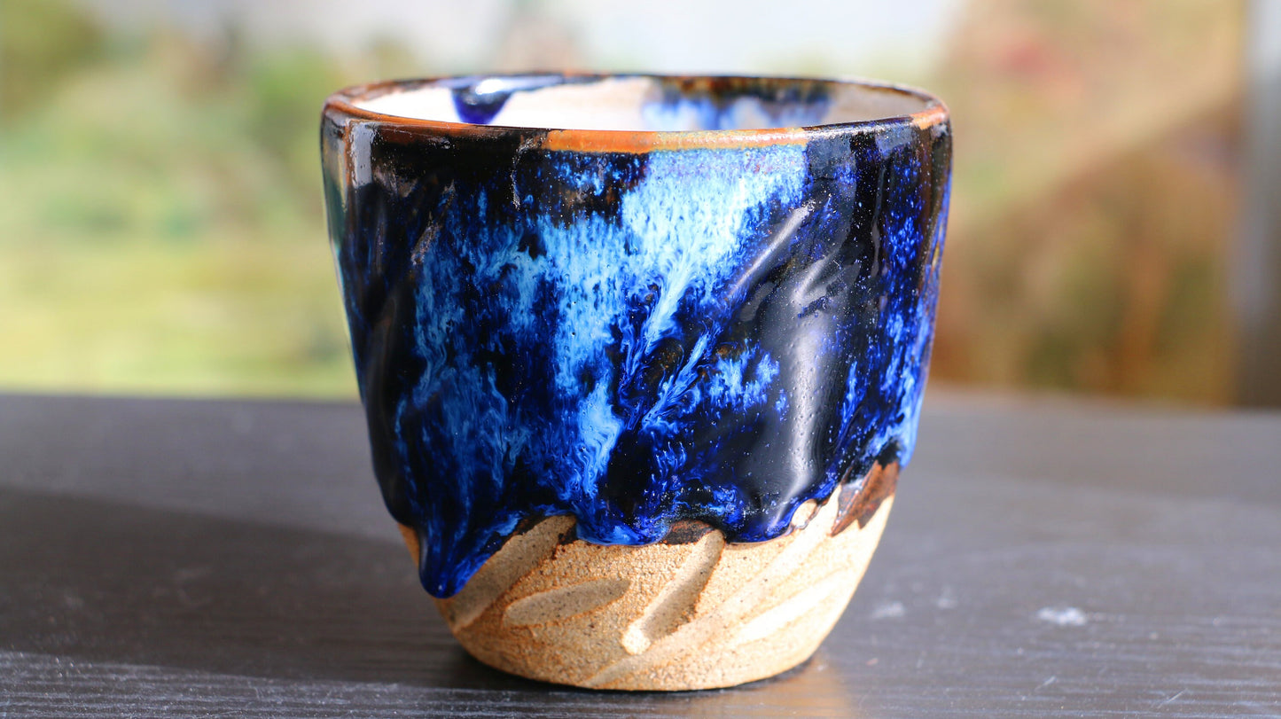 Ceramic Coffee Mug Handmade,  Personalized Mysterious Blue Pottery Mug