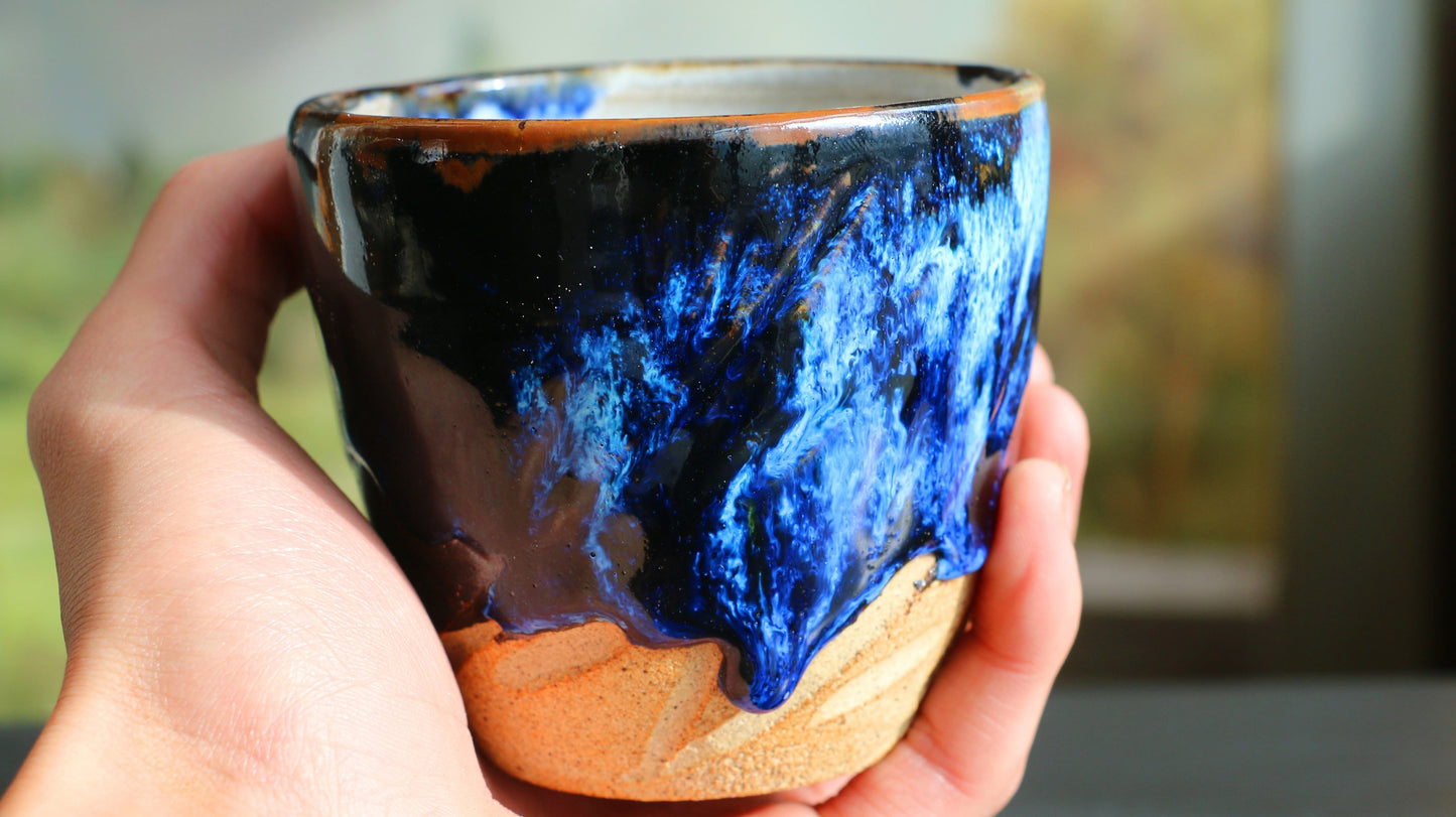 Ceramic Coffee Mug Handmade,  Personalized Mysterious Blue Pottery Mug