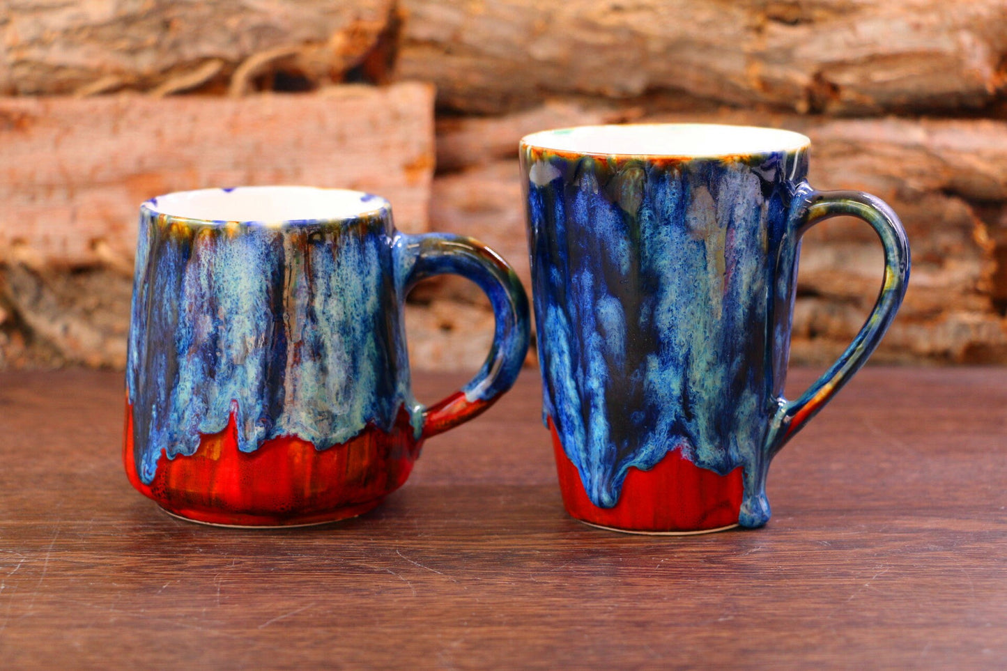 Ceramic Fiery Flame Mug, Handmade Personalized Pottery Coffee Mug