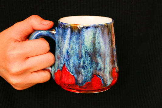 Ceramic Fiery Flame Mug, Handmade Personalized Pottery Coffee Mug