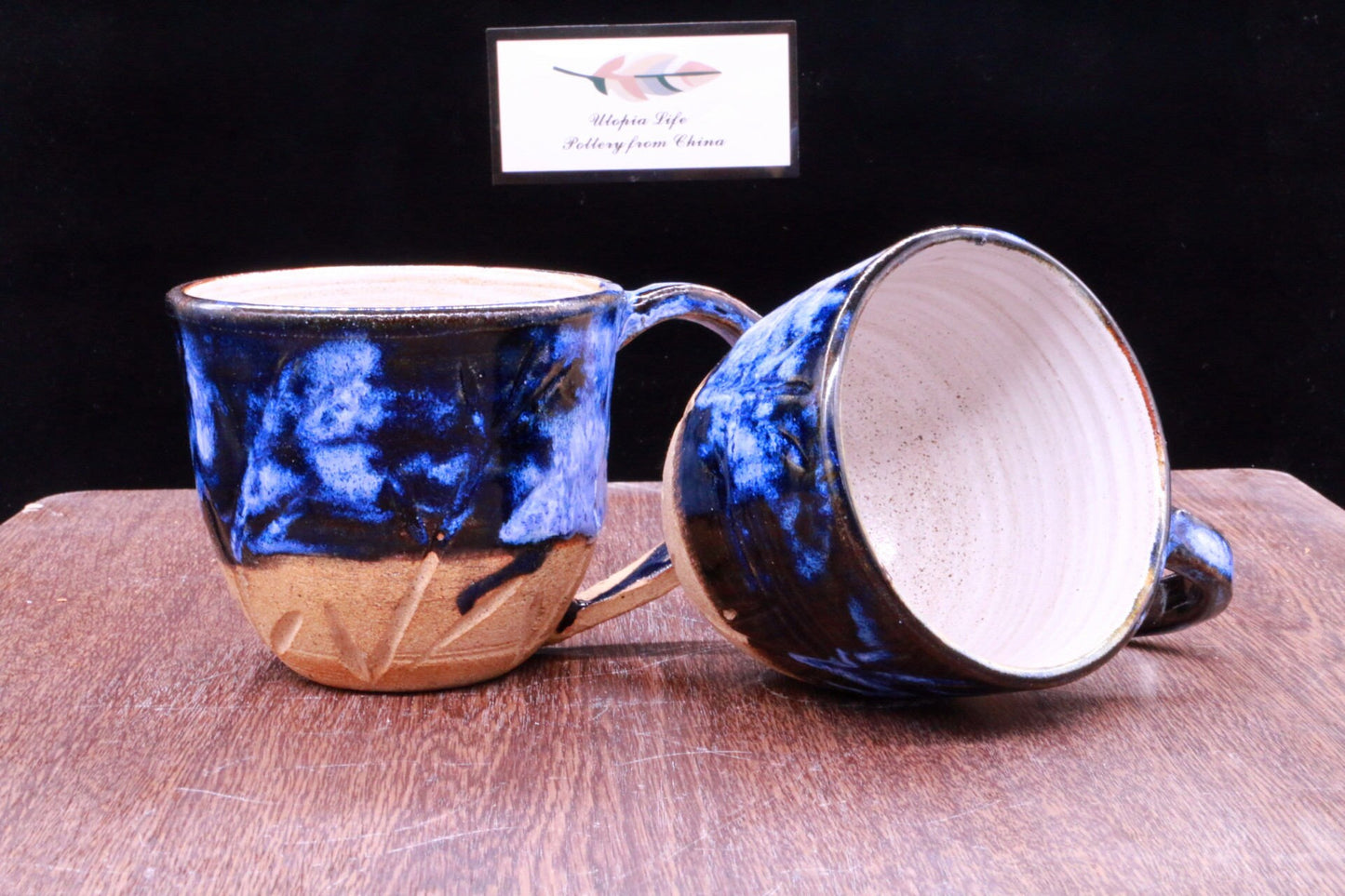 Ceramic Coffee Mug Handmade,  Personalized Mysterious Blue Pottery Mug