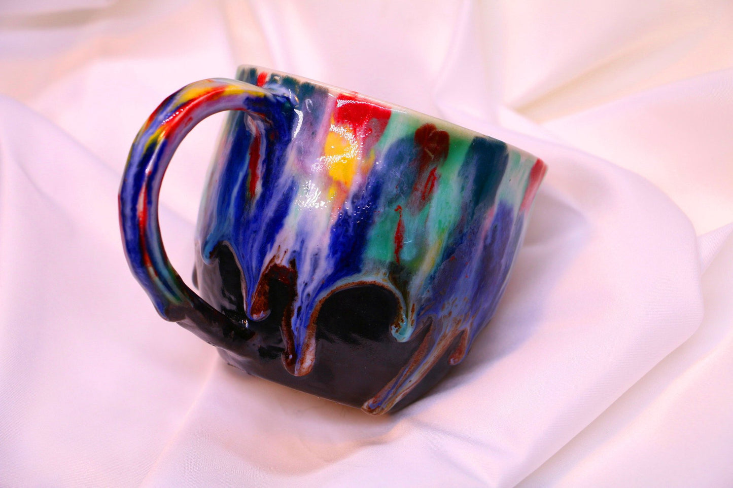 Happy Rainbow mug, Pottery mug, Handmade ceramic mug, Unique gift for her