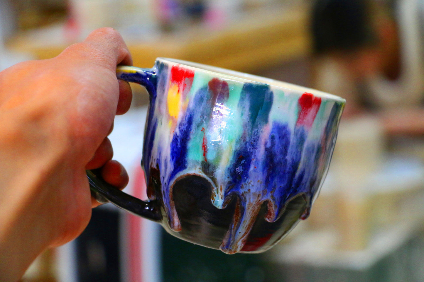 Happy Rainbow mug, Pottery mug, Handmade ceramic mug, Unique gift for her