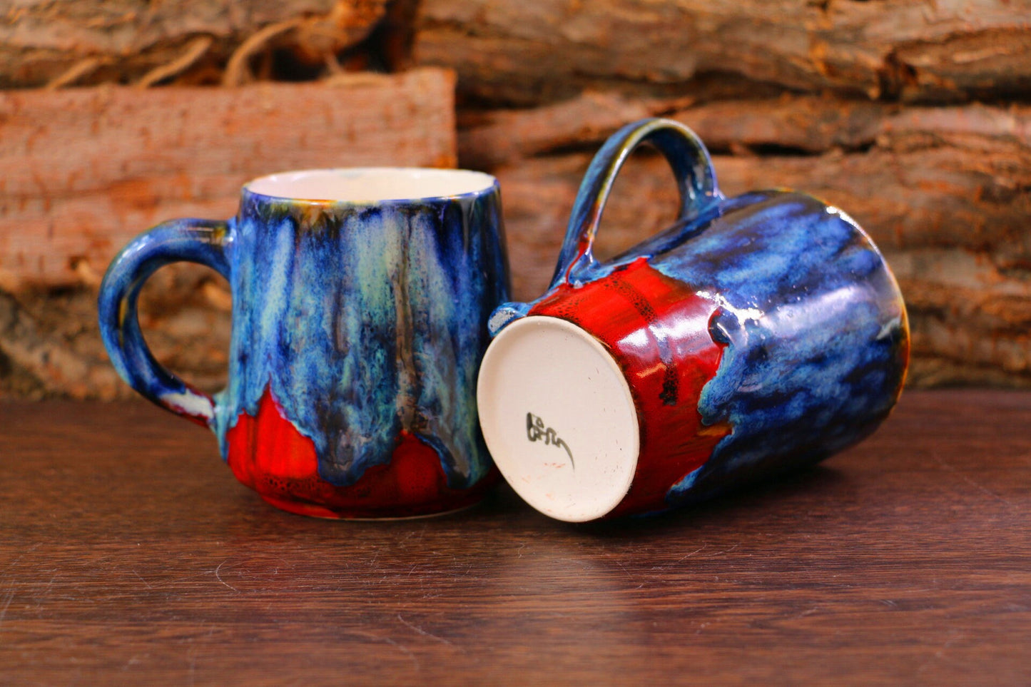 Ceramic Fiery Flame Mug, Handmade Personalized Pottery Coffee Mug