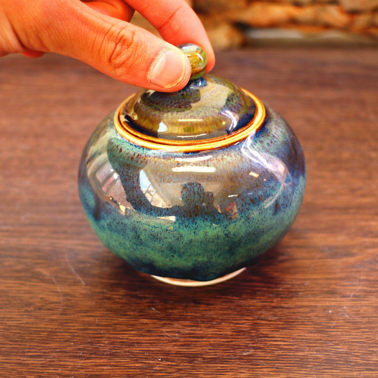 Handmade Pet Urn, Round Ceramic Pet Urn, Personalized Ceramic Pet Urn, Custom Pet Urn For Ashes