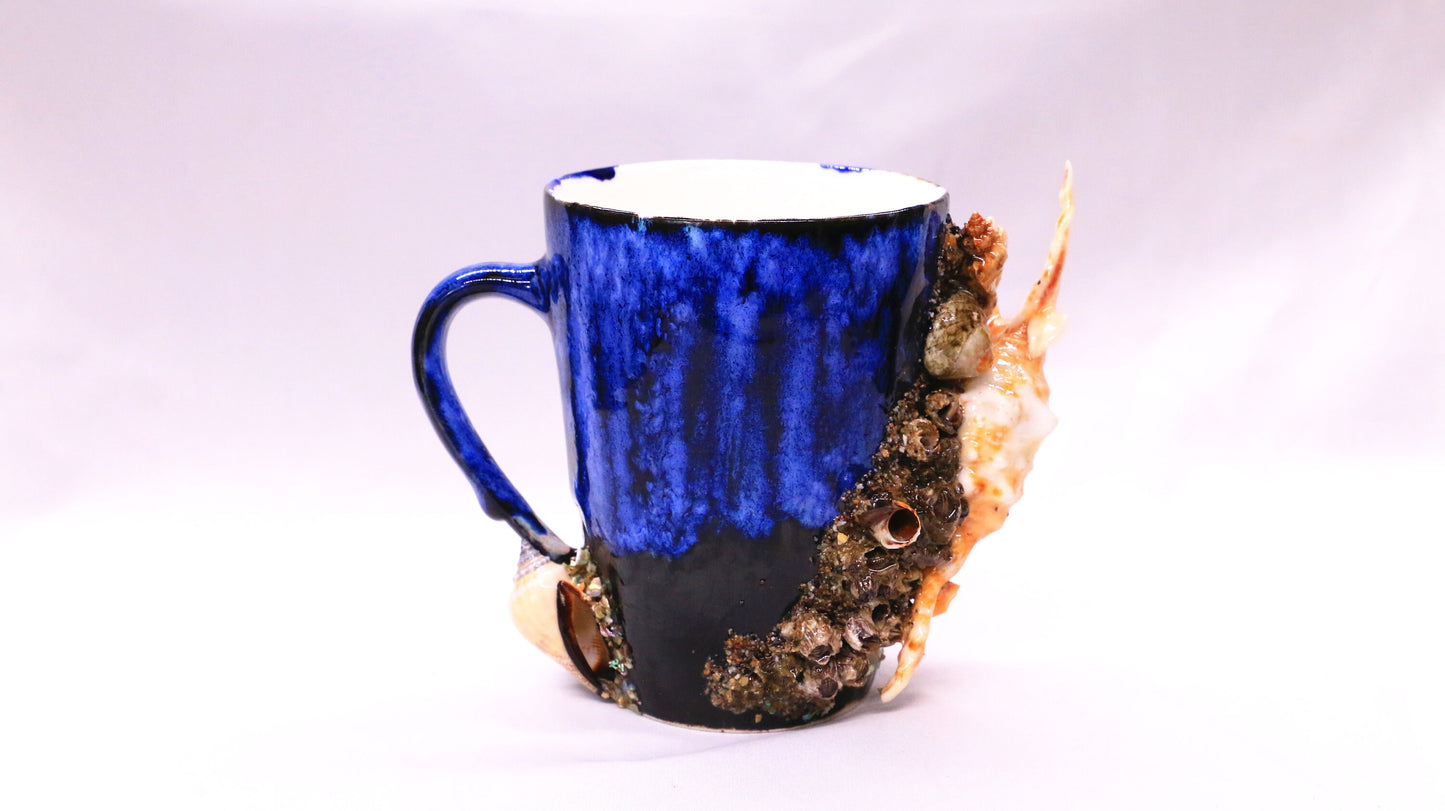 Ceramic Coffee Mug Handmade, 12 Oz Deep-sea Series Blue Personalized Pottery Mug