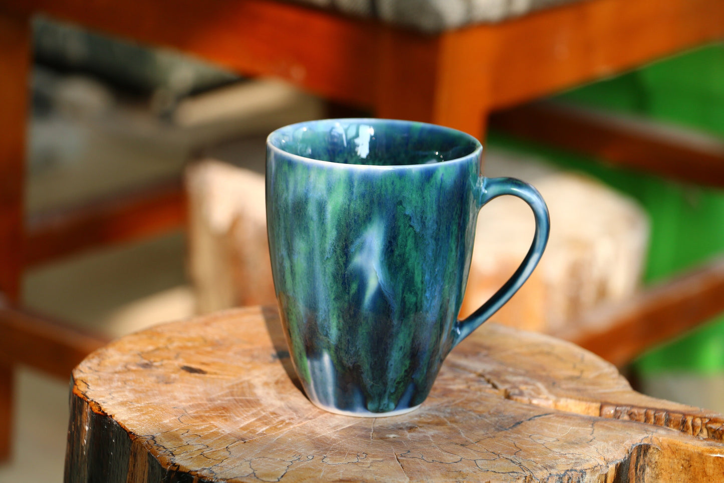 Ceramic Coffee Mug Handmade, Peacock Personalized Pottery Mug