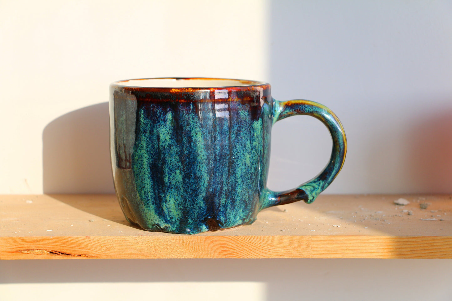 Handmade Psychedelic Green Ceramic Mugs For Coffee Lovers, Personalized Pottery Mug