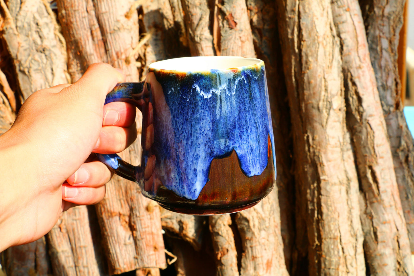 Ceramic Coffee Mug Handmade, Quiet Blue Personalized Pottery Mug