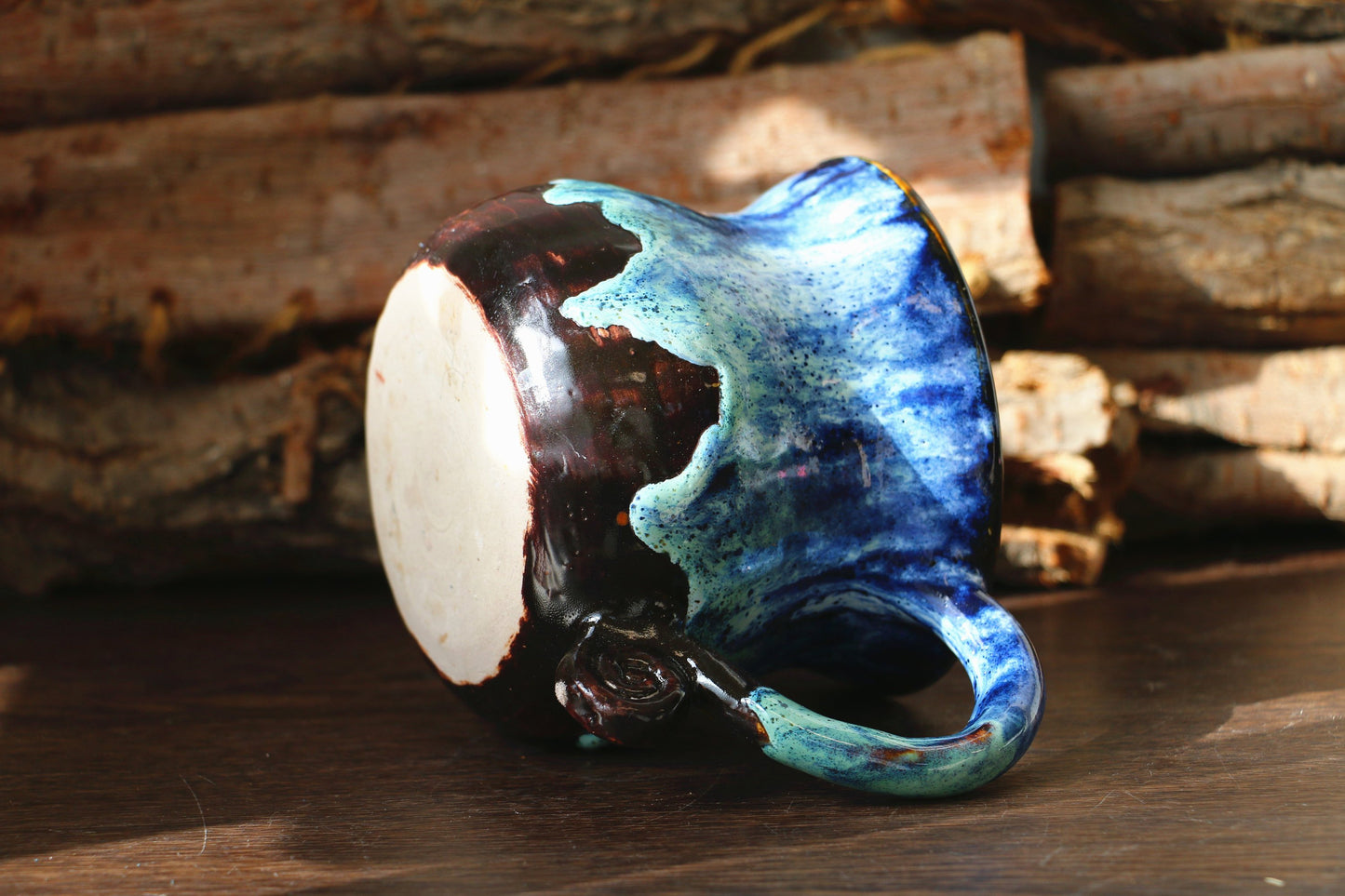 Handmade Snow Mountain Style Ceramic Coffee Mug, 18 Oz Personalized Pottery Mug